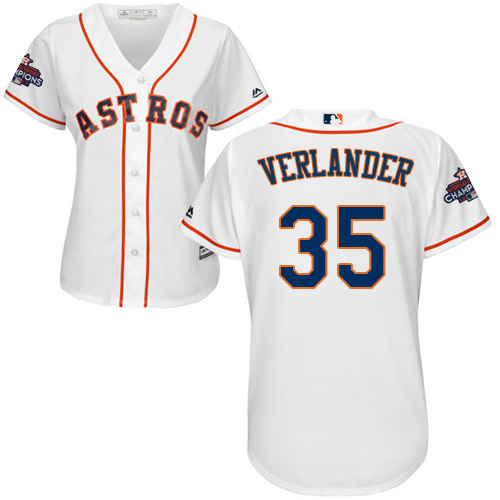 Astros #35 Justin Verlander White Home World Series Champions Women's Stitched MLB Jersey - Click Image to Close